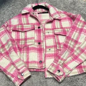 Zara Cropped Oversized Pink Shacket XS